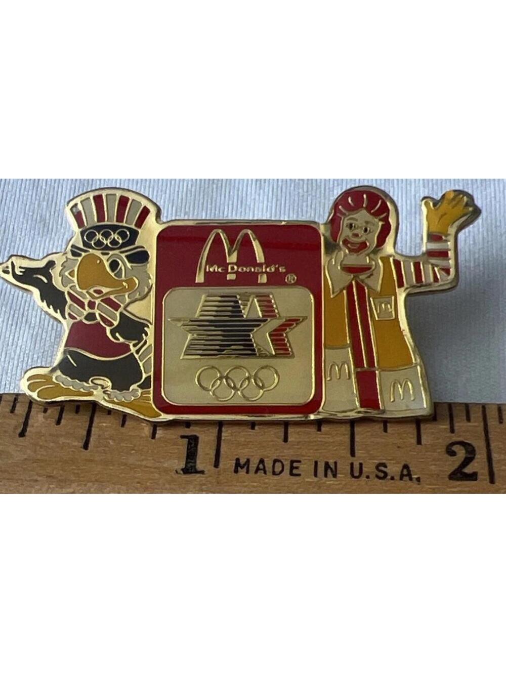 McDonald's Ronald & Sam The Eagle 1984 Los Angeles Olympics 1x2" Collector Pin
